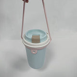 Silicone Coffee Carrier Reusable Portable Beverage Drink Cup Carrier Holder for Outdoor Travel Pink - Rear View