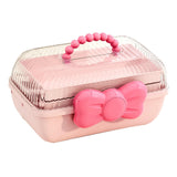 3 Tiers Desktop Storage Box Clear Cover Large Capacity Multi Grids Desk Organization Container for Kids Toys Pink