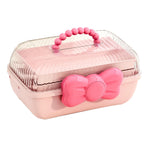 3 Tiers Desktop Storage Box Clear Cover Large Capacity Multi Grids Desk Organization Container for Kids Toys Pink