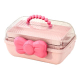 3 Tiers Desktop Storage Box Clear Cover Large Capacity Multi Grids Desk Organization Container for Kids Toys Pink