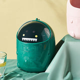 Desktop Trash Can Plastic with Lid Mini Small Cute Shaped for Dining Table Desk Home Office Easy Storage S Green