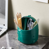 Desktop Trash Can Plastic with Lid Mini Small Cute Shaped for Dining Table Desk Home Office Easy Storage S Green
