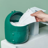 Desktop Trash Can Plastic with Lid Mini Small Cute Shaped for Dining Table Desk Home Office Easy Storage S Green