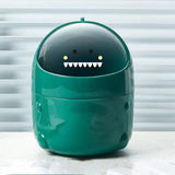 Desktop Trash Can Plastic with Lid Mini Small Cute Shaped for Dining Table Desk Home Office Easy Storage S Green