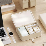 Desktop Organizer Box Data Cable Storage Case Plastic Book Design Home Decoration for Line Earbud Cream - 45-Degree Angle