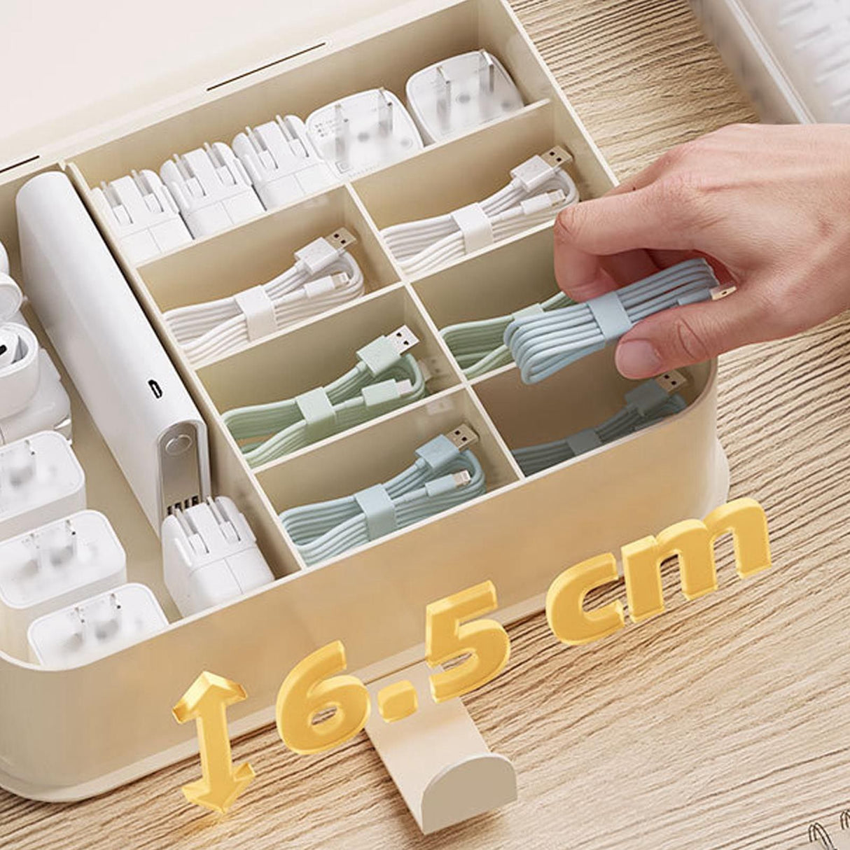Desktop Organizer Box Data Cable Storage Case Plastic Book Design Home Decoration for Line Earbud Cream