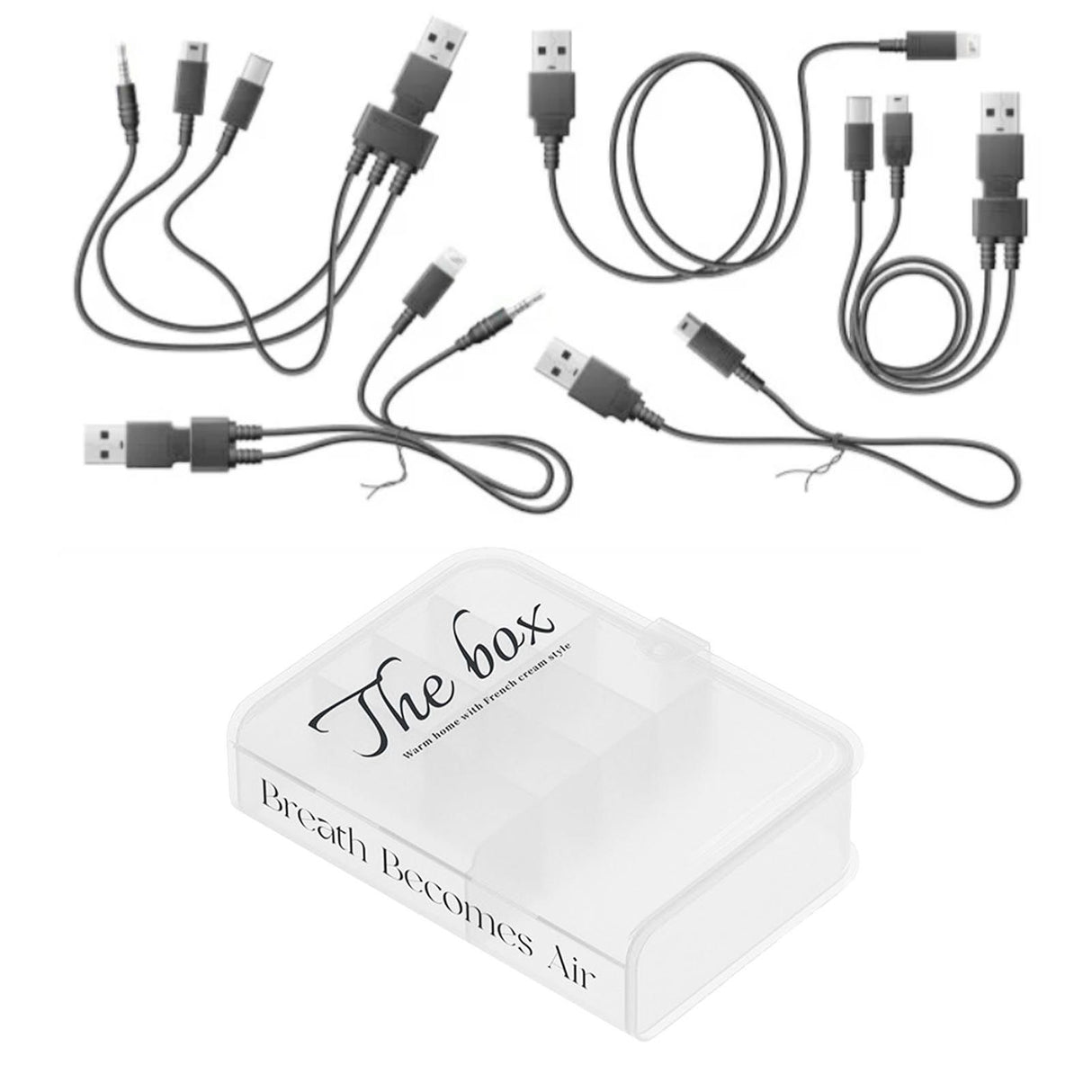 Desktop Organizer Box Data Cable Storage Case Plastic Book Design Home Decoration for Line Earbud Transparent