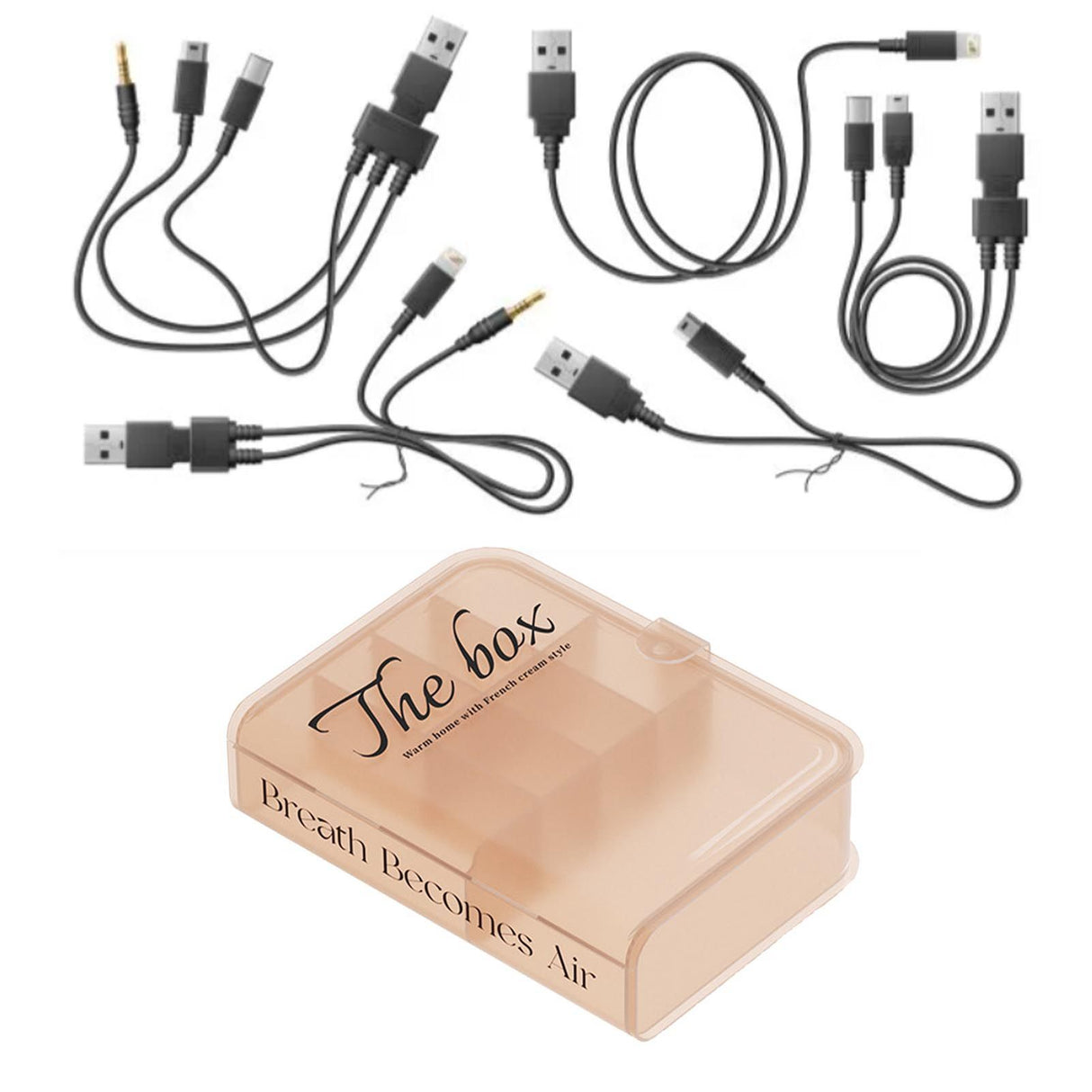 Desktop Organizer Box Data Cable Storage Case Plastic Book Design Home Decoration for Line Earbud Translucent Pink