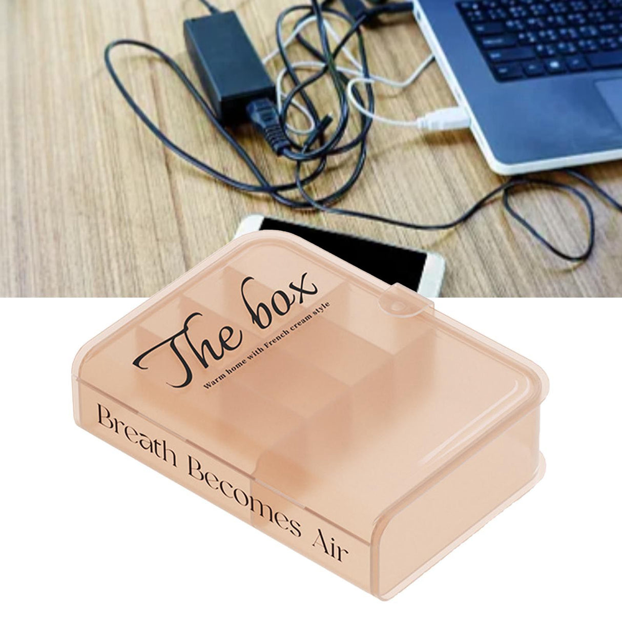 Desktop Organizer Box Data Cable Storage Case Plastic Book Design Home Decoration for Line Earbud Translucent Pink