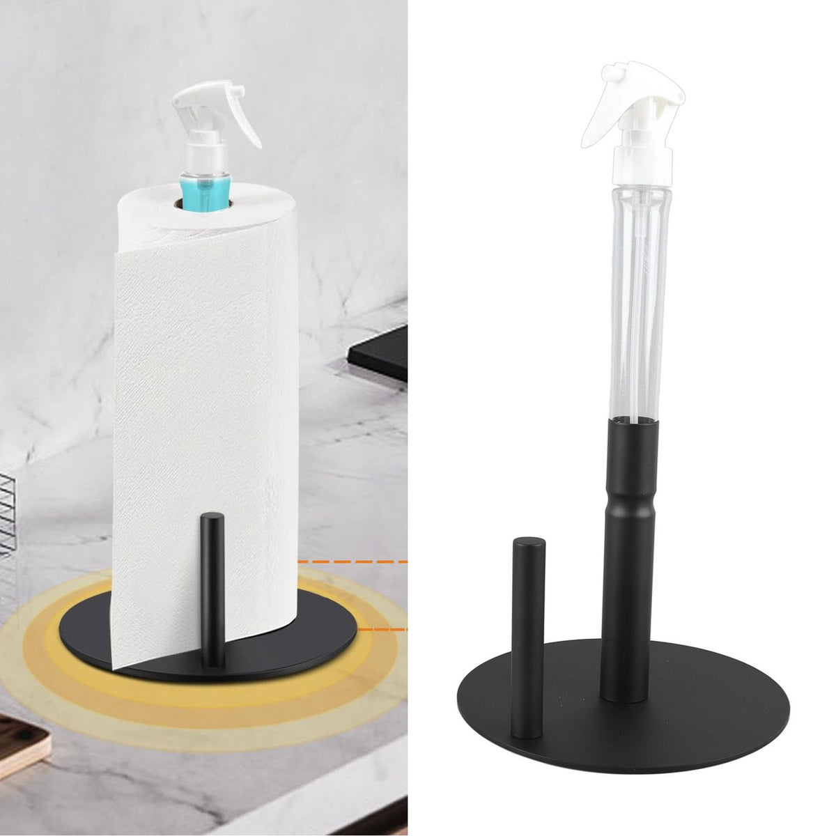 Paper Towel Holder Spray Bottle Standing Paper Tissue Roll Rack for Kitchen Bathroom