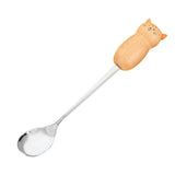 Stainless Steel Coffee Stirring Tool Creative Cartoon Cute Kids Ice Cream Dessert Stirrer Coffee Mixing Tool Dishwasher Safe Cat Spoon - Front View