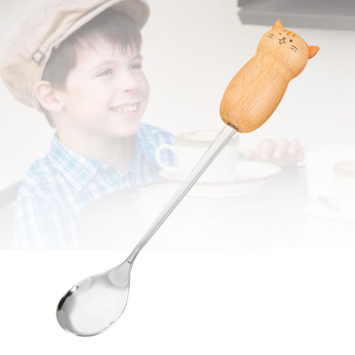 Stainless Steel Coffee Stirring Tool Creative Cartoon Cute Kids Ice Cream Dessert Stirrer Coffee Mixing Tool Dishwasher Safe Cat Spoon