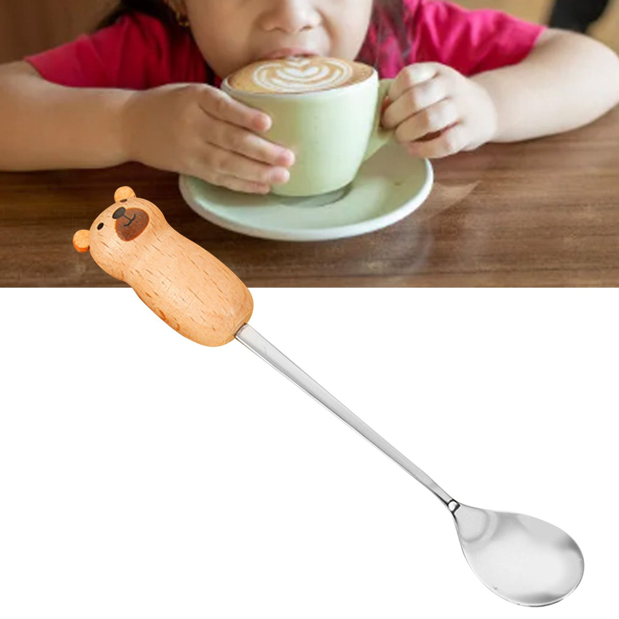 Stainless Steel Coffee Stirring Tool Creative Cartoon Cute Kids Ice Cream Dessert Stirrer Coffee Mixing Tool Dishwasher Safe Bear Spoon