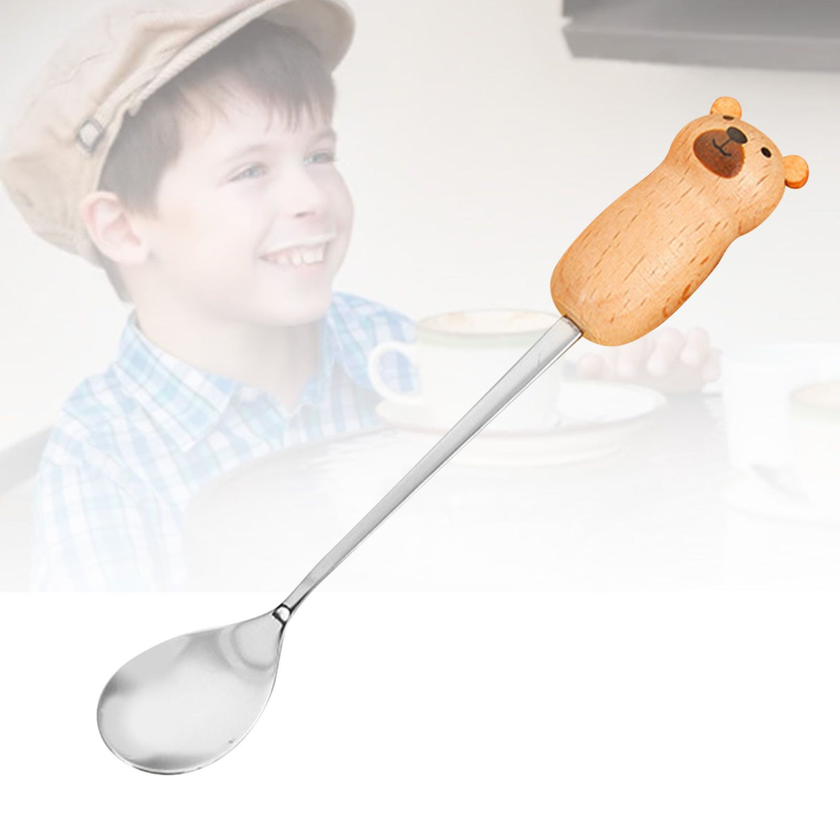 Stainless Steel Coffee Stirring Tool Creative Cartoon Cute Kids Ice Cream Dessert Stirrer Coffee Mixing Tool Dishwasher Safe Bear Spoon