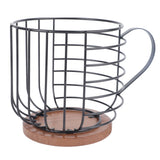 Coffee Capsule Storage Basket Cup Shape Black Iron and Pine Coffee Pod Holder for Coffee Bar Counter
