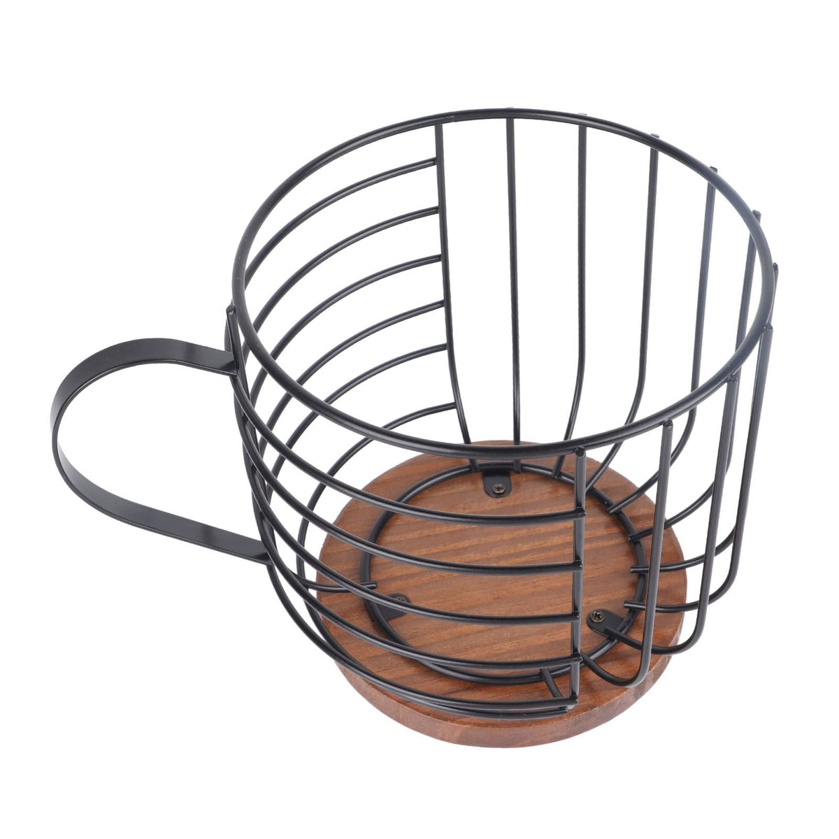 Coffee Capsule Storage Basket Cup Shape Black Iron and Pine Coffee Pod Holder for Coffee Bar Counter
