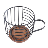 Coffee Capsule Storage Basket Cup Shape Black Iron and Pine Coffee Pod Holder for Coffee Bar Counter - 45-Degree Angle