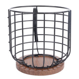 Coffee Capsule Storage Basket Cup Shape Black Iron and Pine Coffee Pod Holder for Coffee Bar Counter - Rear View