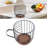 Coffee Capsule Storage Basket Cup Shape Black Iron and Pine Coffee Pod Holder for Coffee Bar Counter