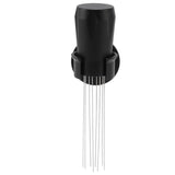 Coffee Distribution Tool Non Stick Black Aluminum Alloy Stainless Steel Coffee Stirring Tamper for Coffee Making - Top-Down View