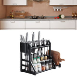 Kitchen Storage Rack Moveable Corner Shelf Spice Rack Double Layers Multifunctional Knife Stand Black - 45-Degree Angle