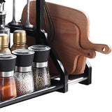 Kitchen Storage Rack Moveable Corner Shelf Spice Rack Double Layers Multifunctional Knife Stand Black