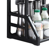 Kitchen Storage Rack Moveable Corner Shelf Spice Rack Double Layers Multifunctional Knife Stand Black - Extra Image