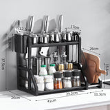 Kitchen Storage Rack Moveable Corner Shelf Spice Rack Double Layers Multifunctional Knife Stand Black - Extra Image