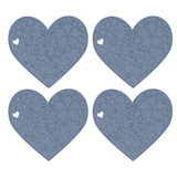 4PCS Silicone Placemats Heart Shaped Non Slip Waterproof Heat Resistant Washable Dinning Table Mat for Pet Feeding Kitchen Sink Grey