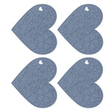 4PCS Silicone Placemats Heart Shaped Non Slip Waterproof Heat Resistant Washable Dinning Table Mat for Pet Feeding Kitchen Sink Grey - Side View