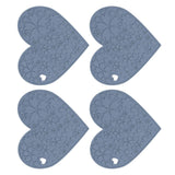 4PCS Silicone Placemats Heart Shaped Non Slip Waterproof Heat Resistant Washable Dinning Table Mat for Pet Feeding Kitchen Sink Grey - 45-Degree Angle