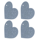 4PCS Silicone Placemats Heart Shaped Non Slip Waterproof Heat Resistant Washable Dinning Table Mat for Pet Feeding Kitchen Sink Grey