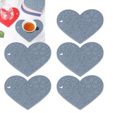 4PCS Silicone Placemats Heart Shaped Non Slip Waterproof Heat Resistant Washable Dinning Table Mat for Pet Feeding Kitchen Sink Grey - Extra Image