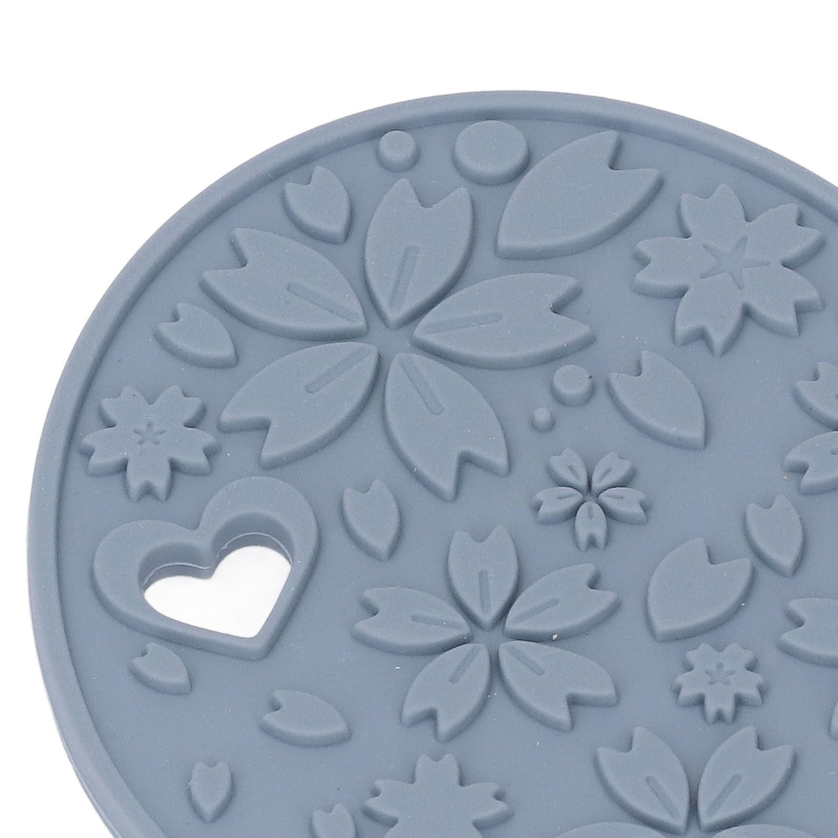4PCS Silicone Placemats Heart Shaped Non Slip Waterproof Heat Resistant Washable Dinning Table Mat for Pet Feeding Kitchen Sink Grey