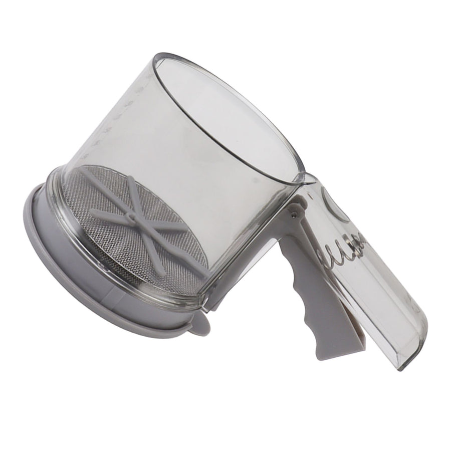 Flour Sifter Sieve PP Transparent Adjustable Fine Mesh One Hand Operation Powder Sifter Sieve for Kitchen Baking Double Layer