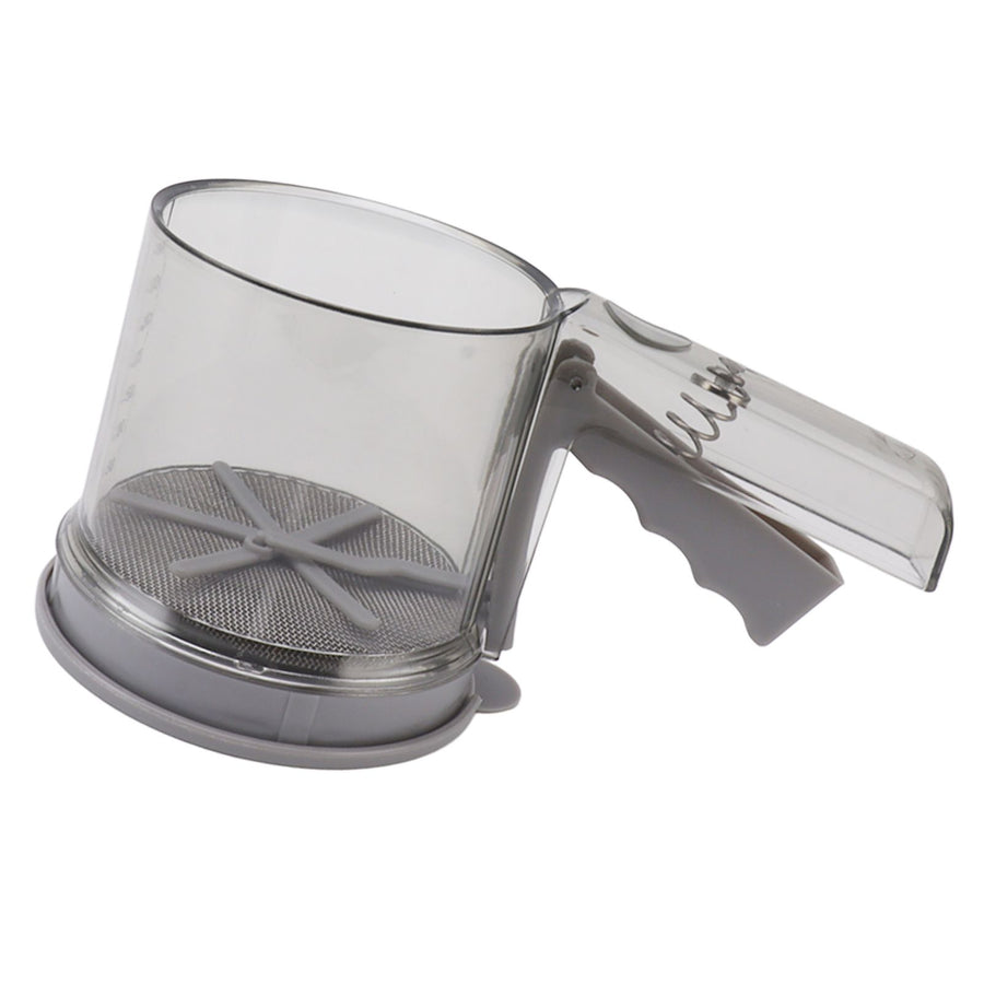 Flour Sifter Sieve PP Transparent Adjustable Fine Mesh One Hand Operation Powder Sifter Sieve for Kitchen Baking Double Layer