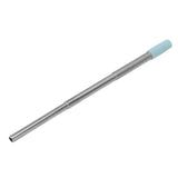 Collapsible Stainless Steel Drinking Straw Reusable Metal Straw with Cleaning Brush for Travel Work Blue - Front View