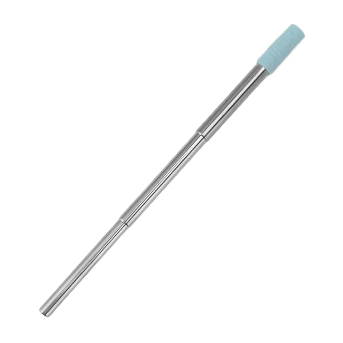 Collapsible Stainless Steel Drinking Straw Reusable Metal Straw with Cleaning Brush for Travel Work Blue