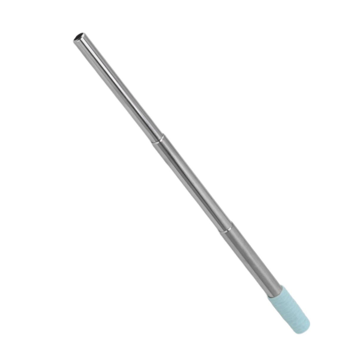 Collapsible Stainless Steel Drinking Straw Reusable Metal Straw with Cleaning Brush for Travel Work Blue