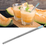 Collapsible Stainless Steel Drinking Straw Reusable Metal Straw with Cleaning Brush for Travel Work Blue - Extra Image