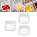 3Pcs Flip Lid Cheese Container Transparent Clear PP Food Storage Box Case for Fridge