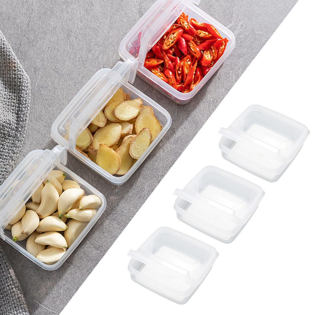 3Pcs Flip Lid Cheese Container Transparent Clear PP Food Storage Box Case for Fridge