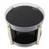 Double Layer Rotating Makeup Organizer Multifunctional Rotating Cosmetic Shelf for Home Translucent White - Front View