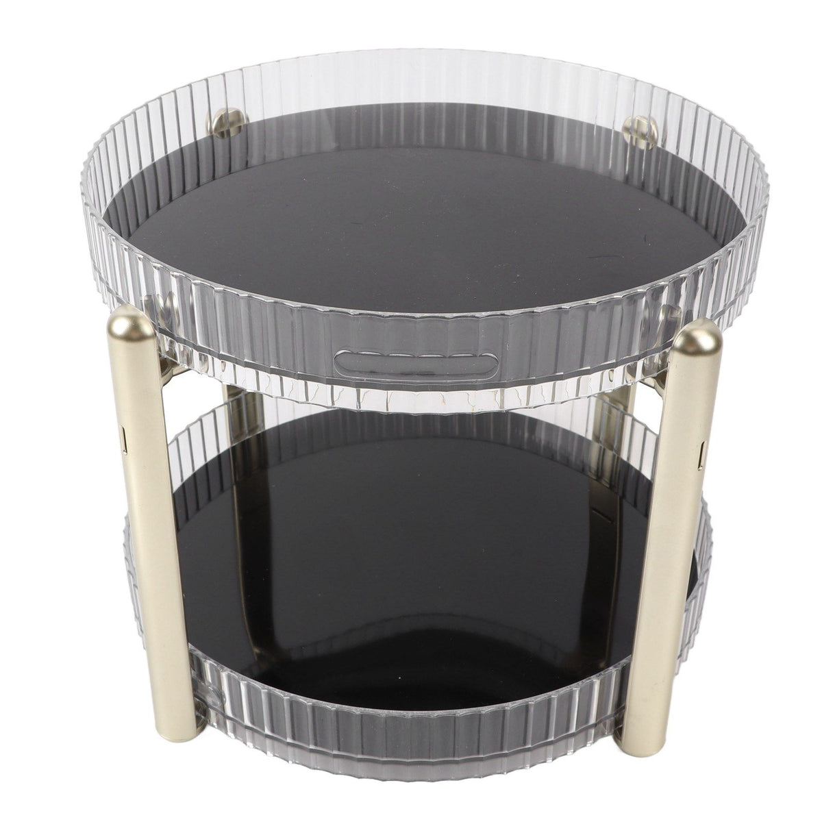 Double Layer Rotating Makeup Organizer Multifunctional Rotating Cosmetic Shelf for Home Translucent White