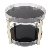 Double Layer Rotating Makeup Organizer Multifunctional Rotating Cosmetic Shelf for Home Translucent White - Side View