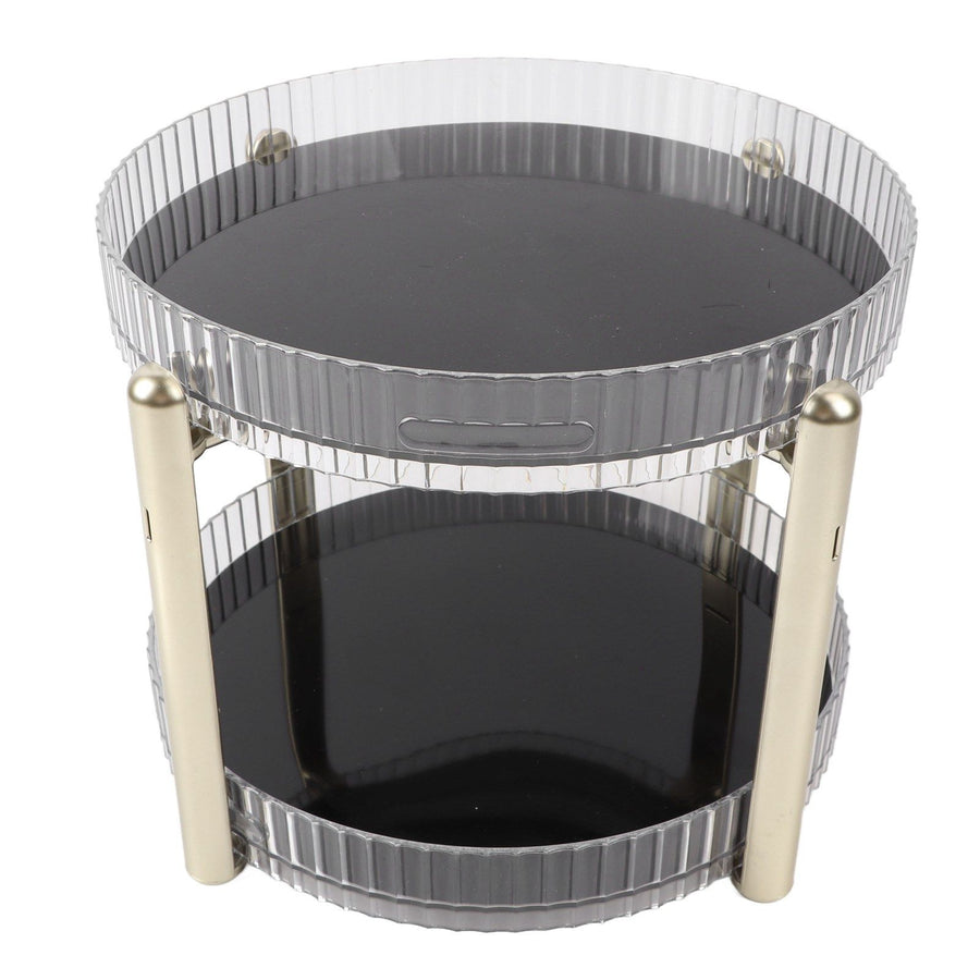 Double Layer Rotating Makeup Organizer Multifunctional Rotating Cosmetic Shelf for Home Translucent White