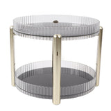 Double Layer Rotating Makeup Organizer Multifunctional Rotating Cosmetic Shelf for Home Translucent White