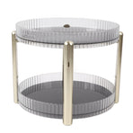 Double Layer Rotating Makeup Organizer Multifunctional Rotating Cosmetic Shelf for Home Translucent White