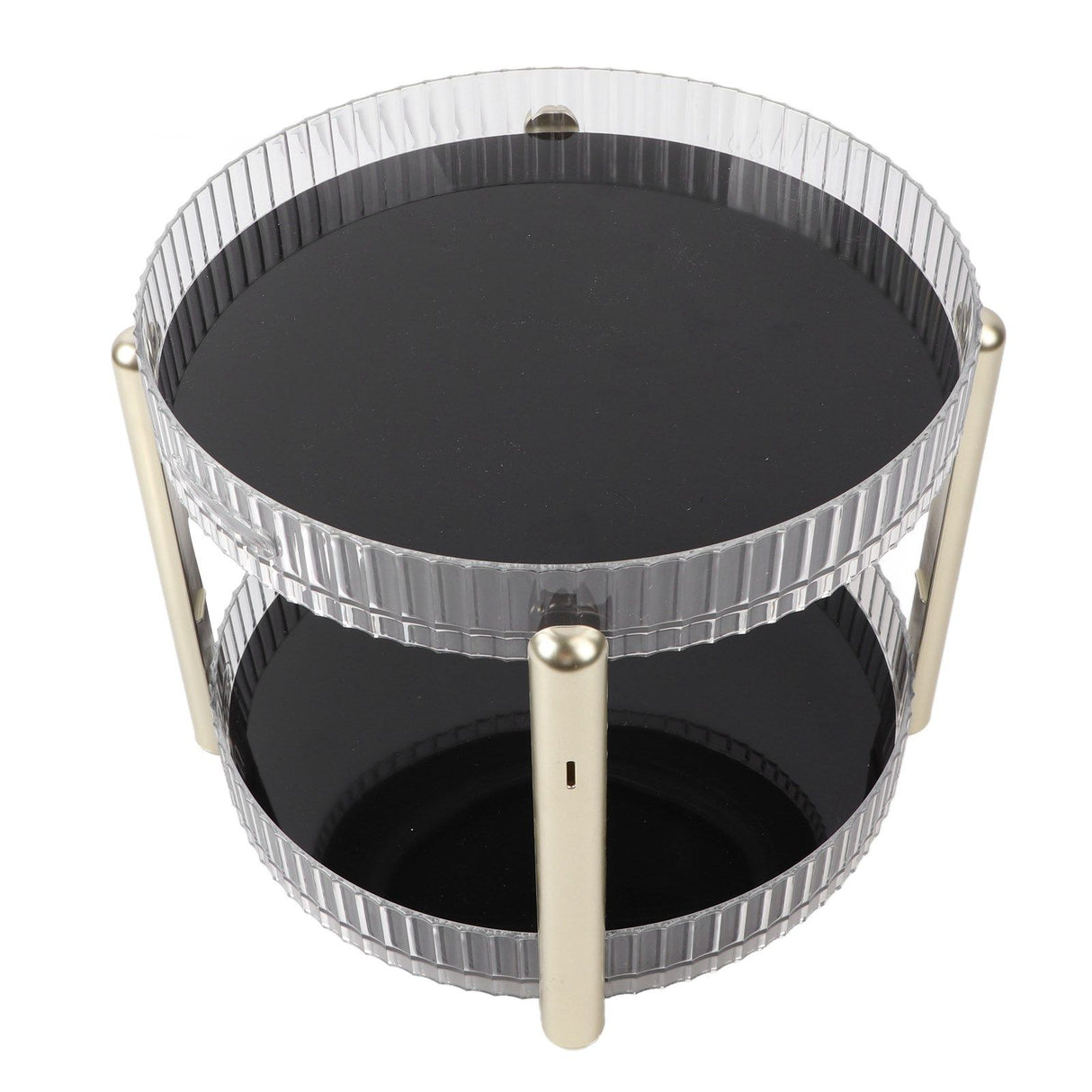 Double Layer Rotating Makeup Organizer Multifunctional Rotating Cosmetic Shelf for Home Translucent White