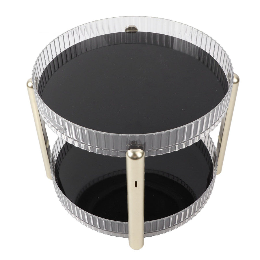 Double Layer Rotating Makeup Organizer Multifunctional Rotating Cosmetic Shelf for Home Translucent White